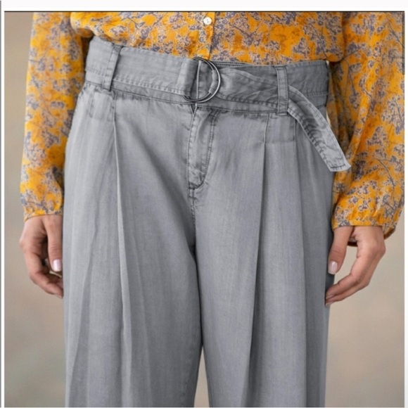 ▶️ Sundance ◀️ Tencel Grey Wide Leg Pants Sz 8 petite - Picture 4 of 14